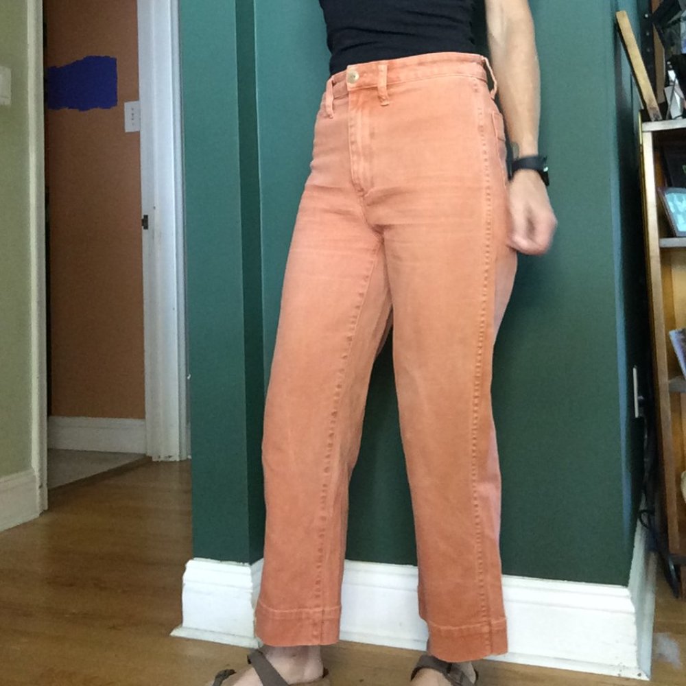 Madewell Coral Peach Emmett Wide Leg Crop Pants Size 26
